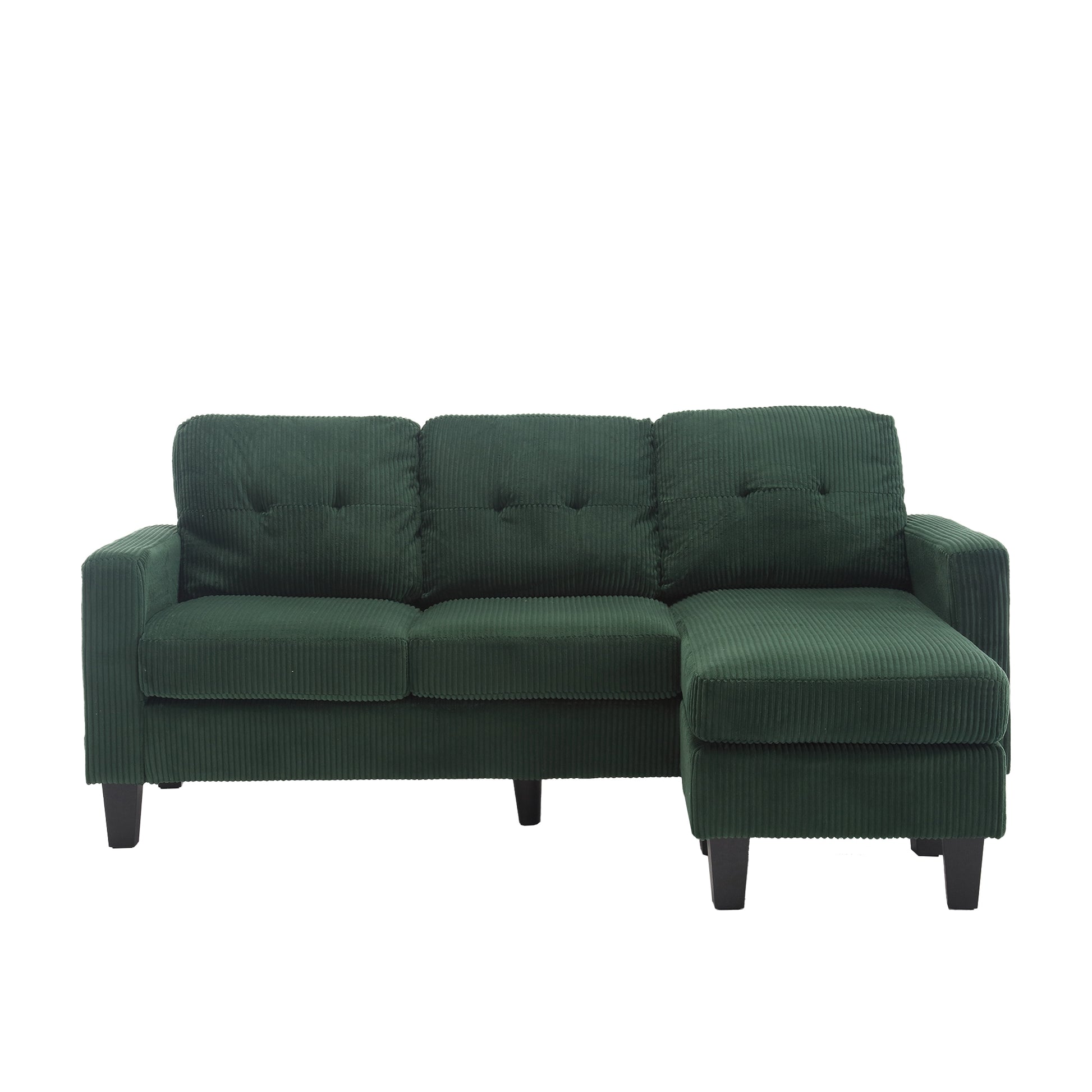 Velvet Sectional Couchl Shaped Sofa With Ottoman For Small Apartment Emerald Velvet 3 Seat