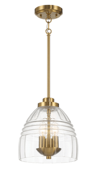 Ember Three Candle Lights Chain Pendant With Clear Glass Satin Brass Clear,Gold Ceiling Lights Brass,Glass