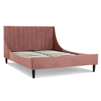 Aspen Vertical Tufted Headboard Platform Bed Set, Queen, Ash Rose Pink Velvet Box Spring Not Required Queen Pink Wood Foam Velvet Velvet