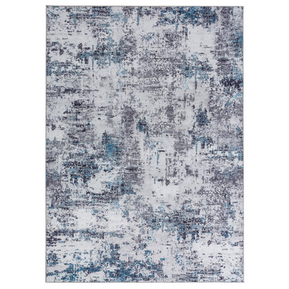 Keli 5 X 7 Modern Area Rug, Abstract Art Design, Soft Fabric, Gray, Blue Blue Gray Fabric