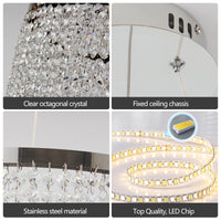 15.7 Inch Fancy Hanging Ceiling Lamps Luxury Modern Pendant Light Crystal Chandelier Chrome,Transparent Modern Crystal,Stainless Steel