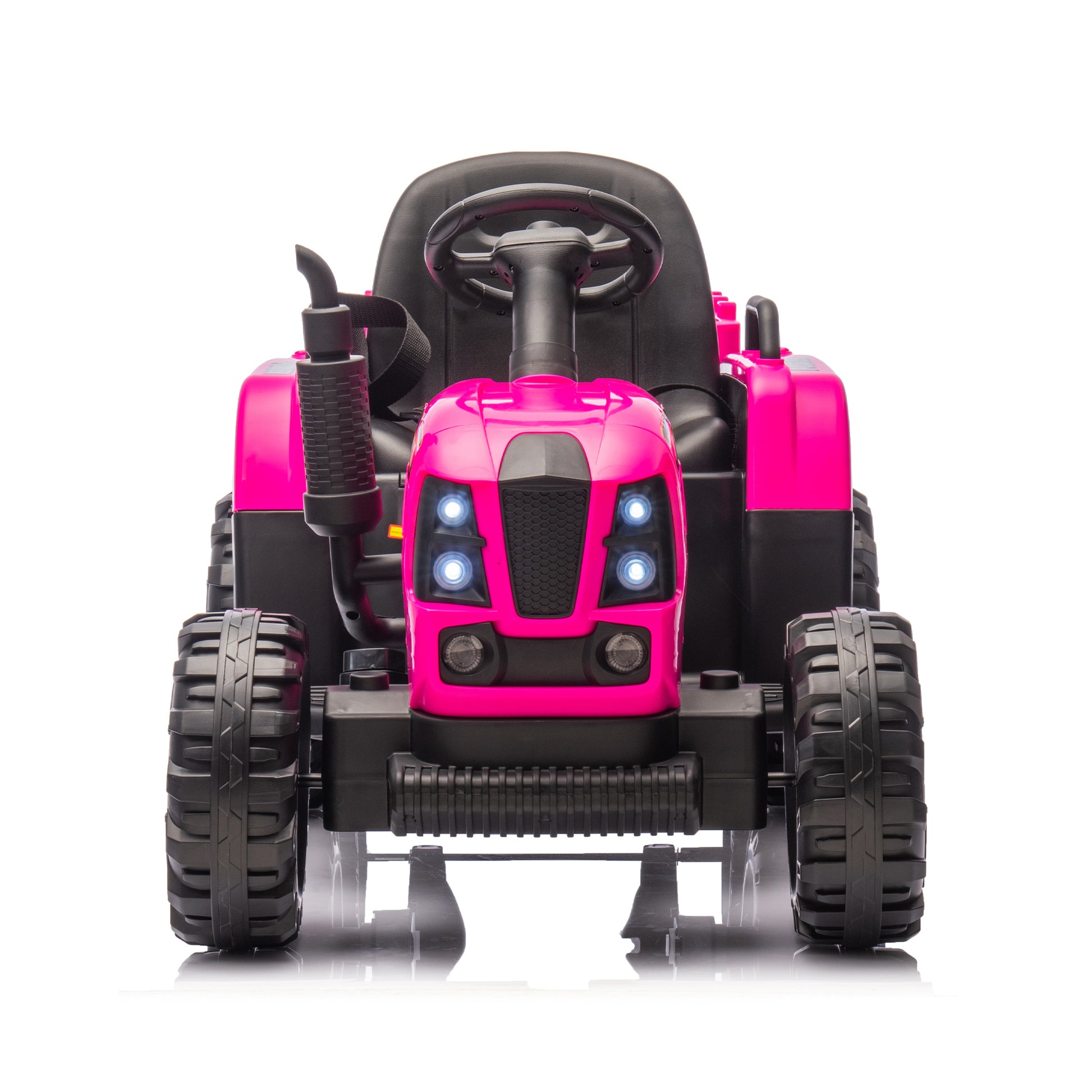 Ride On Tractor With Trailer,24V 400W Powered Electric Tractor Toy W Remote Control,Electric Car For Kids,Three Speed Adjustable,Power Display, Usb,Mp3 ,Bluetooth,Led Light,Two Point Safety Belt. Rose Pink 50 99 Lbs Polypropylene