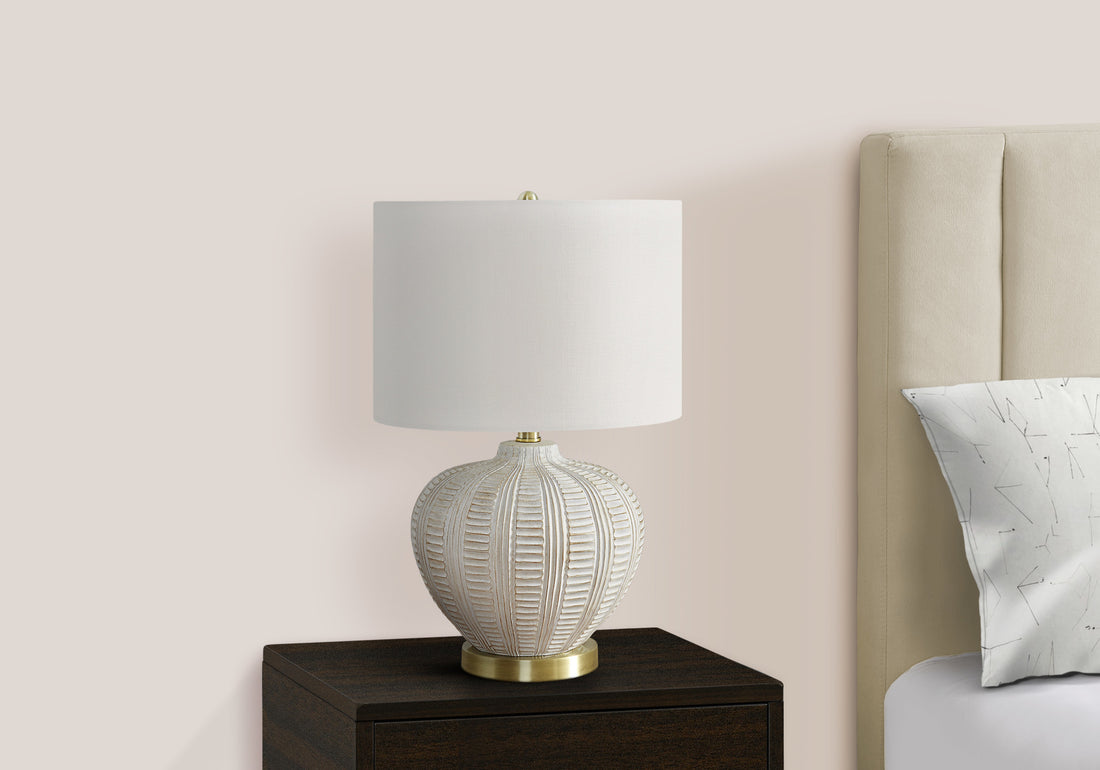 Lighting, 21"H, Table Lamp, Ivory Cream Shade, Cream Resin, Transitional Cream Polyresin