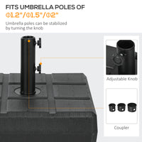 Outsunny 88 Lbs. Fillable Umbrella Base With Steel Umbrella Holder For 1.25", 1.5" Or 2" Umbrella Poles, Square & Reversible Heavy Duty Market Umbrella Stand, Black Black Hdpe