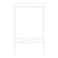 Accent Table, Side, End, Narrow, Small, 2 Tier, Living Room, Bedroom, White Laminate, White Metal, Contemporary, Modern White Particle Board