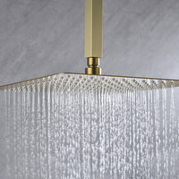 16 Inch Square Rain Shower Head Brushed Gold 304 Stainless Steel Showerhead Brushed Gold Stainless Steel