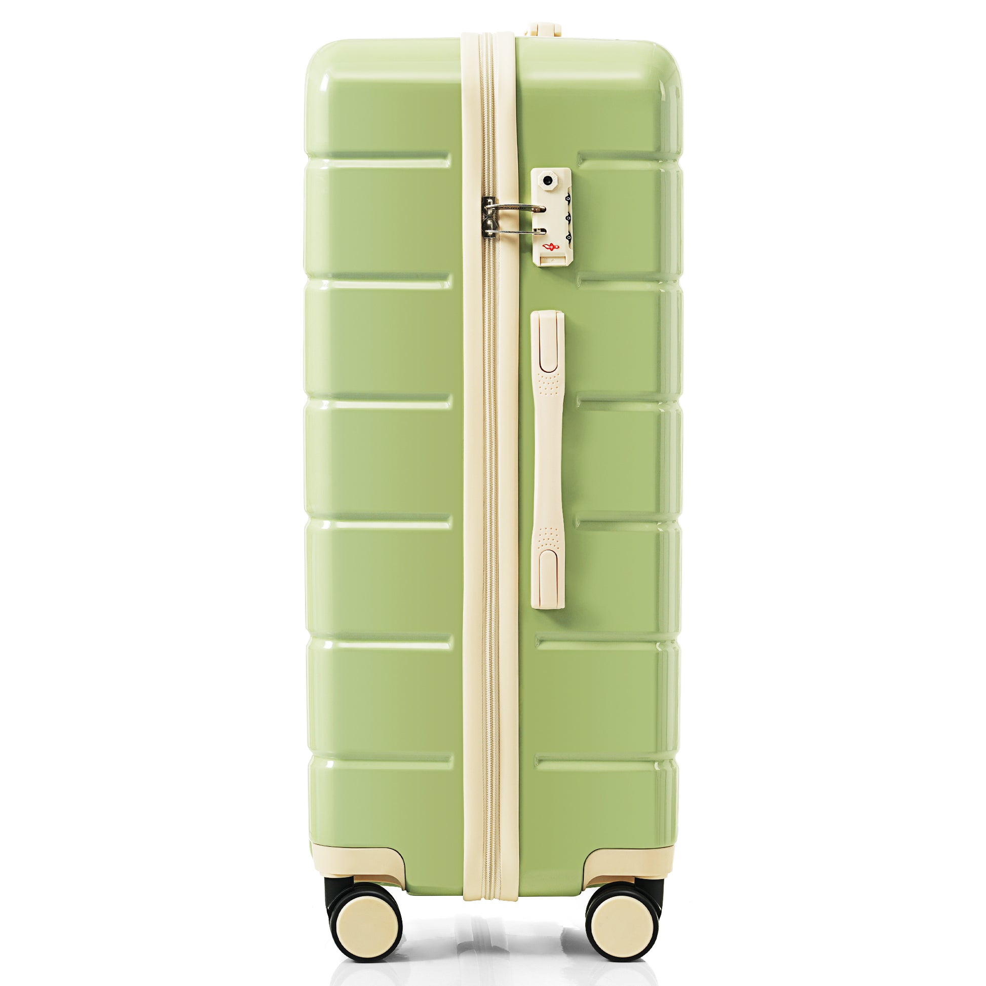 Premium Abs Travel Luggage Set3 Piece Tsa Lock Suitcase Group With 20, 24, And 28 Inch Sizes With 360 Spinner Wheels, Green And Beige Green Ivory Abs