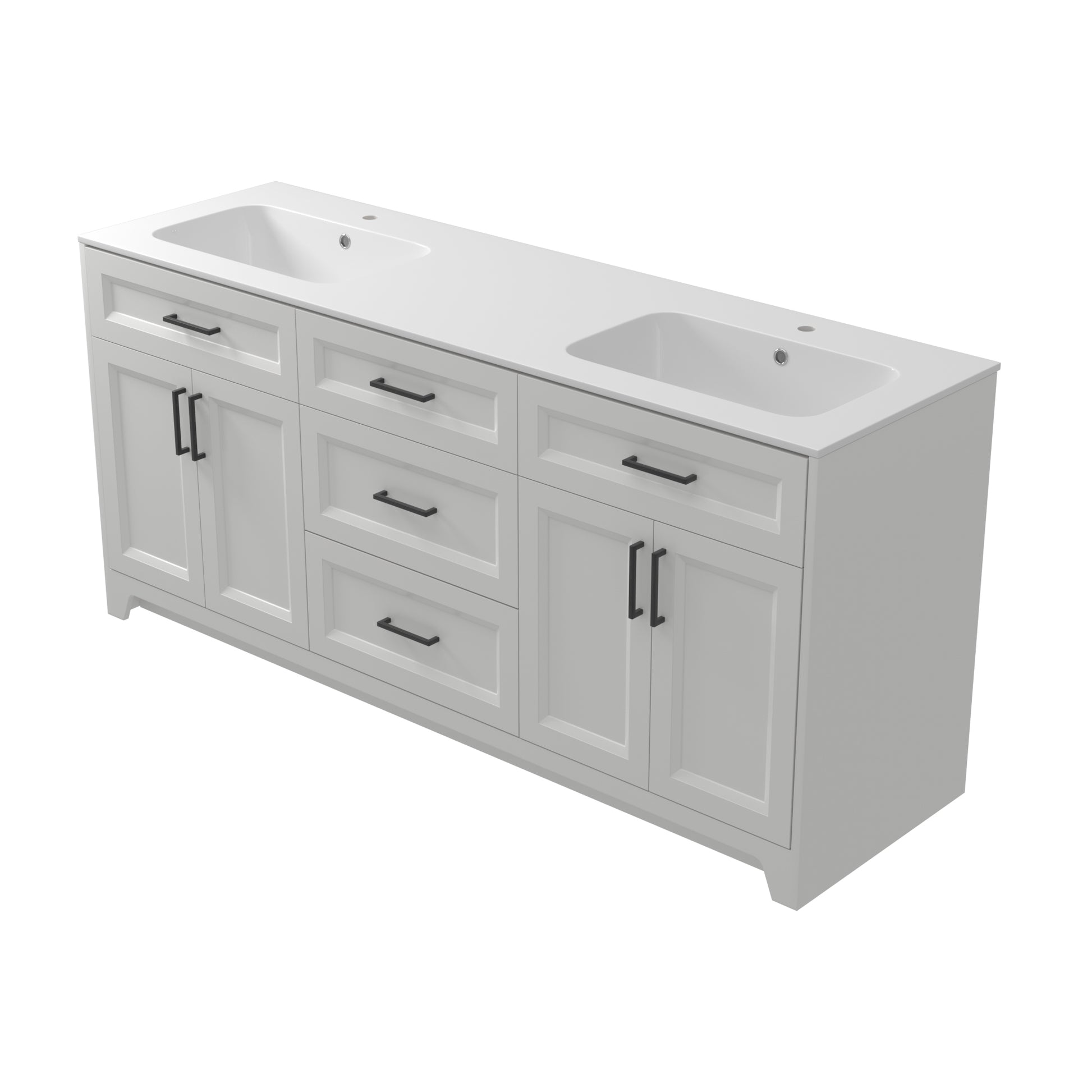 Solid Wood 72 Inch Bathroom Vanity With Double Sink Combo, Modern Vanity Cabinet With 4 Soft Closing Doors & 3 Full Extension Dovetail Drawers White 3 White 4 4 48 In & Above 32 To 35 In Soft Close Doors Bathroom Freestanding Luxury,Modern 20 25 Inches