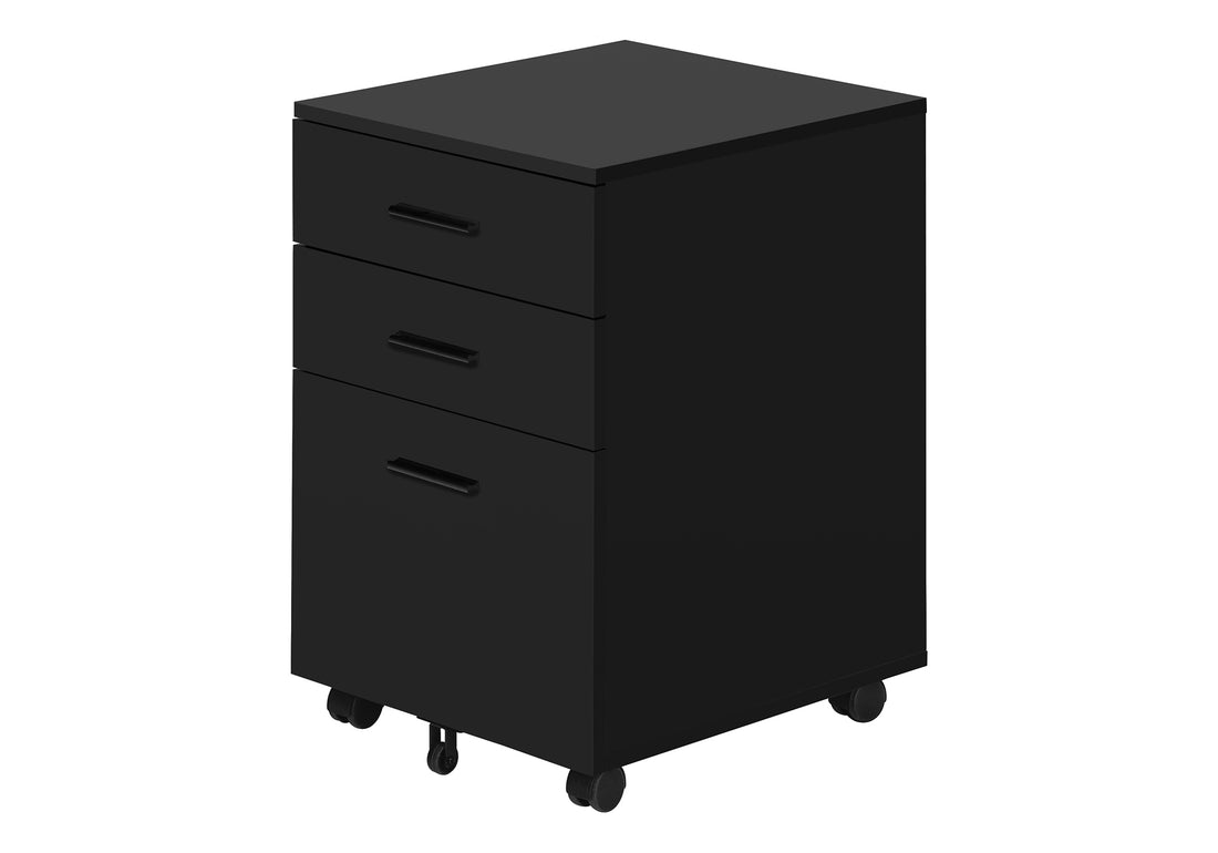 File Cabinet, Rolling Mobile, Storage Drawers, Printer Stand, Office, Work, Black Laminate, Contemporary, Modern Black Particle Board