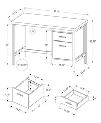 Computer Desk, Home Office, Laptop, Left, Right Set Up, Storage Drawers, 48"L, Work, Brown Laminate, Grey Metal, Contemporary, Modern Taupe Particle Board