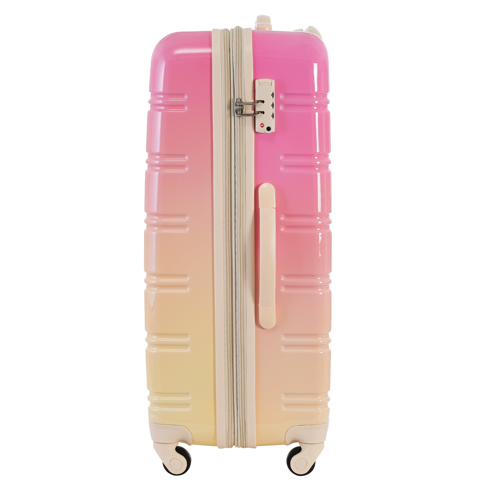 Hardshell Luggage Sets 3 Piece Gradient Color Expandable Suitcase With Spinner Wheels And Tsa Lock Lightweight 20" 24" 28" Available,Pink And Yellow Yellow Red Abs