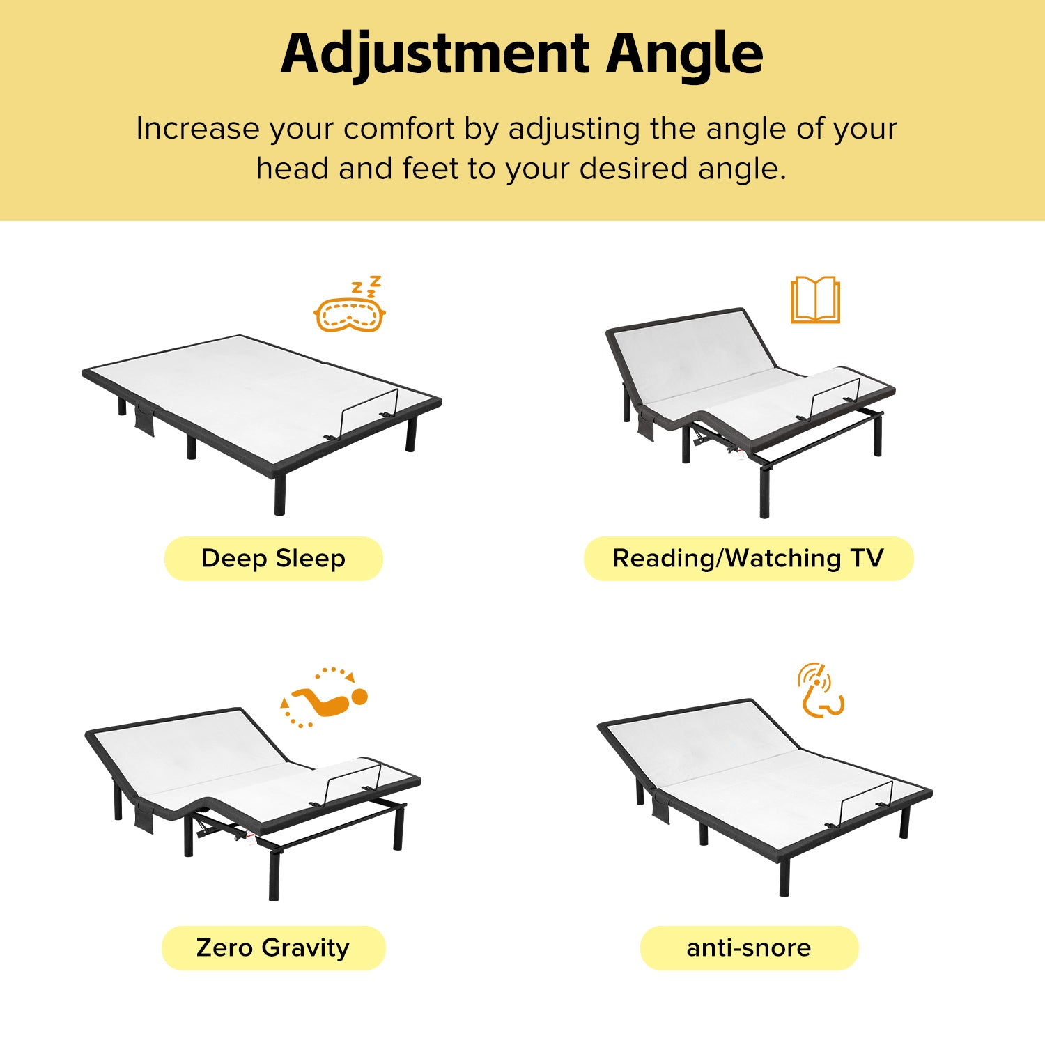 Ergonomic Queen Size Adjustable Bed, Zero Gravity Base For Stress Management W Head And Foot Incline, Wireless Remote Control, Massage, Under Bed Nightlight, And Usb Ports Queen Grey Metal Bedroom