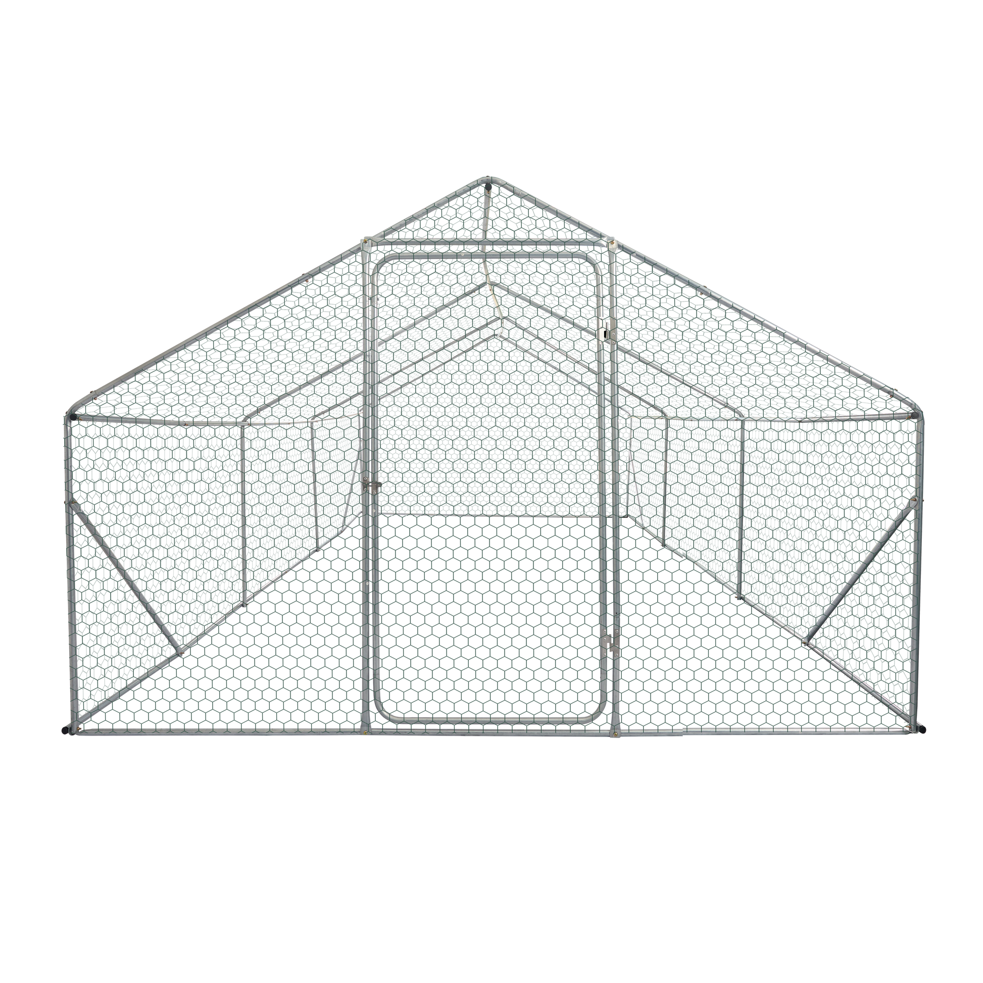 Xpt035 Outdoor Chicken Coop Metal Big Space 20*10*6Ft 3 Unit For Outdoor Farm Use Silver Grey Metal