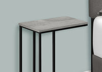 Accent Table, C Shaped, End, Side, Snack, Living Room, Bedroom, Grey Laminate, Black Metal, Contemporary, Modern Grey Particle Board