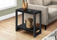 Accent Table, Side, End, Narrow, Small, 2 Tier, Living Room, Bedroom, Black Laminate, Black Metal, Contemporary, Modern Black Particle Board