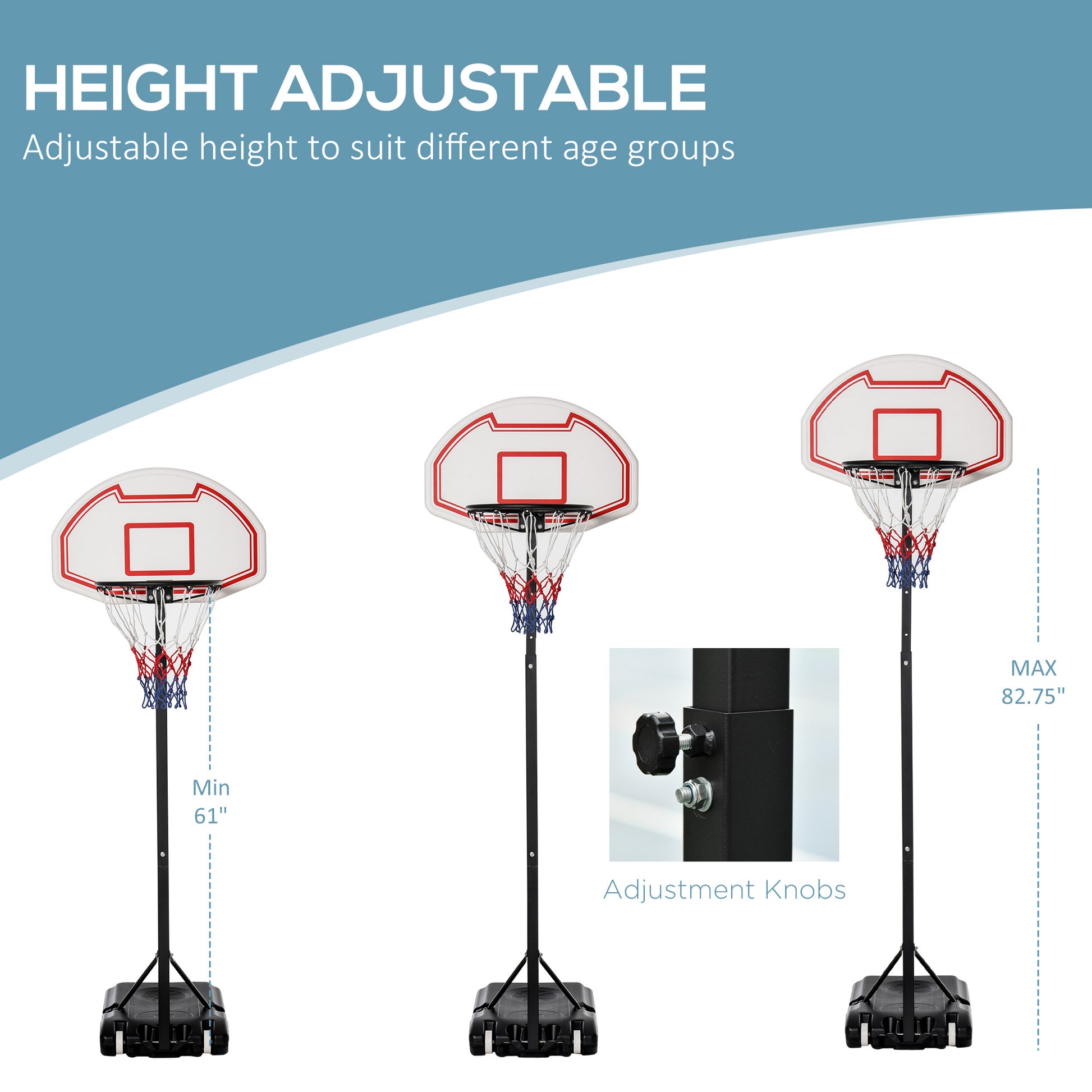 Soozier Portable Basketball Hoop Stand, 5.1 6.9Ft Height Adjustable Basketball System With 29'' Backboard And Wheels For Indoor And Outdoor Use, White White Steel