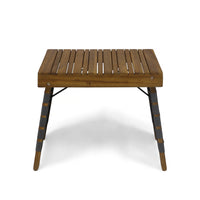 Huntsville Foldable Side Table Black Brown Acacia Wood