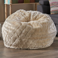 Amori Modern 3 Foot Faux Fur Bean Bag White Color White Faux Fur