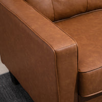 Homcom 51" Wide Loveseat With Armrest, 2 Seater Tufted Pu Leather Double Sofa, Brown Brown Pu Leather