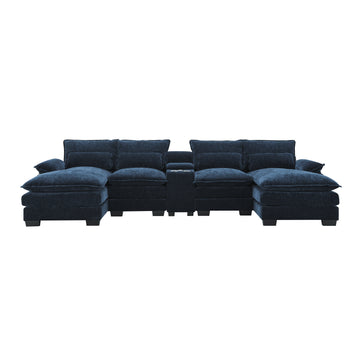 8804Aac Console Blue Chenille 1 Seat