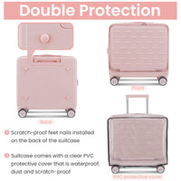 18" Carry On Luggage With Front Open Door &Laptop Interlayer, Hard Shell Suitcase Built In Tsa Luggage Lock, Hardside Lightweight Pc Travel Suitcase For Women Men With Spinner Wheels Airline Approved Pink Pc