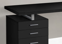 Computer Desk, Home Office, Laptop, Left, Right Set Up, Storage Drawers, 48"L, Work, Black Laminate, Grey Metal, Contemporary, Modern Black Particle Board