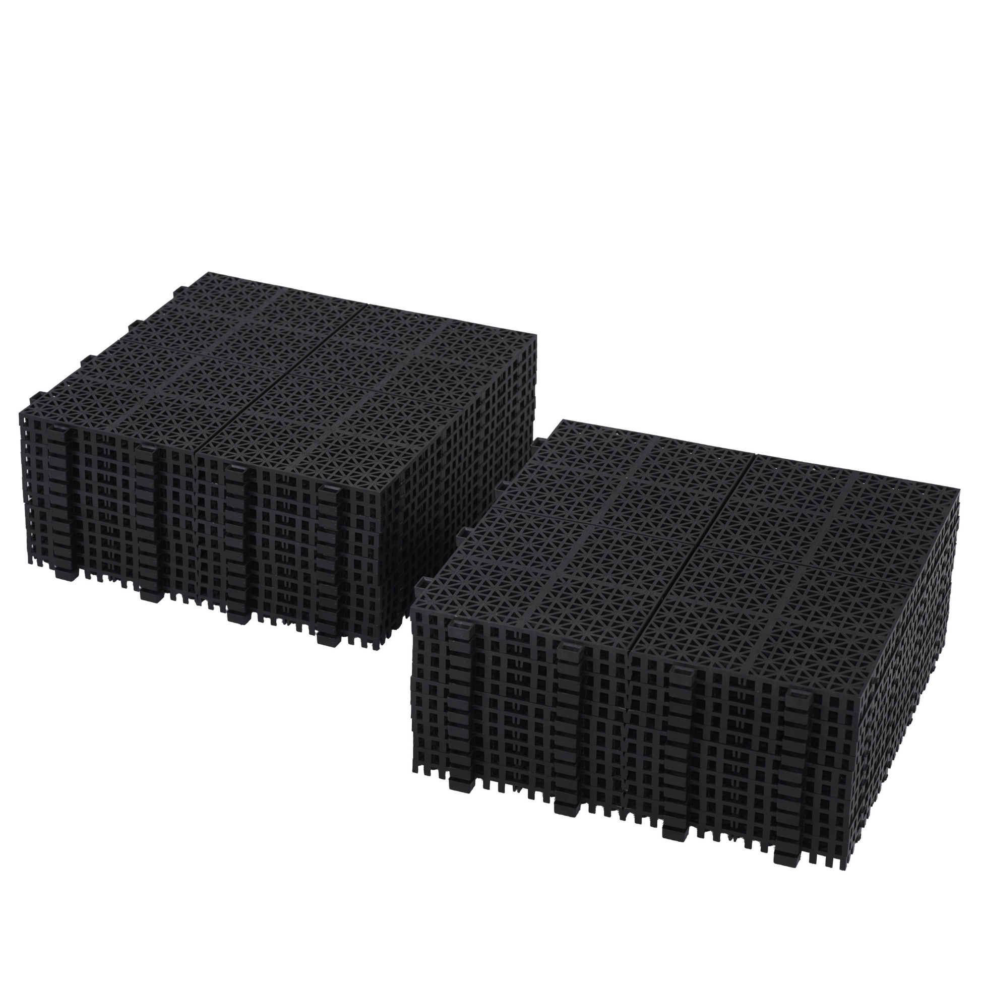 12 X 12 Inch Black Interlocking Deck Tiles Plastic Waterproof Outdoor All Weather Anti Slip Bathroom Shower Balcony Porch Strong Weight Capacity Upto 6613 Lbs, Rosette Pattern Pack Of 24 Black American Design,American Traditional Plastic