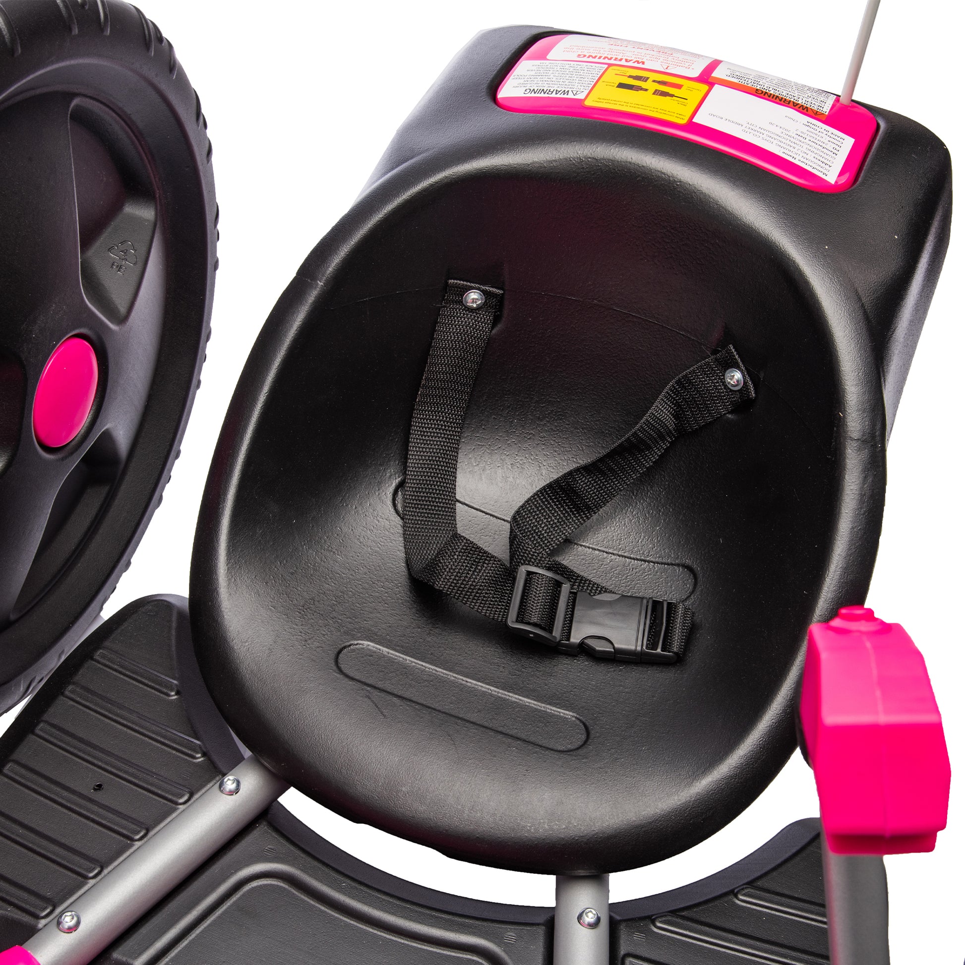 12V Kids Ride On Electric Toy,2Wd,16'' Exaggerated Wheel,Dual Handle Control For 360 Degree Flexible Steering And Rotation,Solid Metal Frame,Provide A Speed Of 4.66 Mph For Kids Aged 6 . Pink 50 99 Lbs Polypropylene