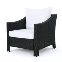 Antibes Armchair Black Pe Rattan Iron Waterproof Fabric