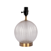 Serenity Round Ribbed Glass Lamp Base Clear Table Lamp Large Linen Shade Beige,Clear,Gold Table&Floor Lamps Brass,Glass,Linen