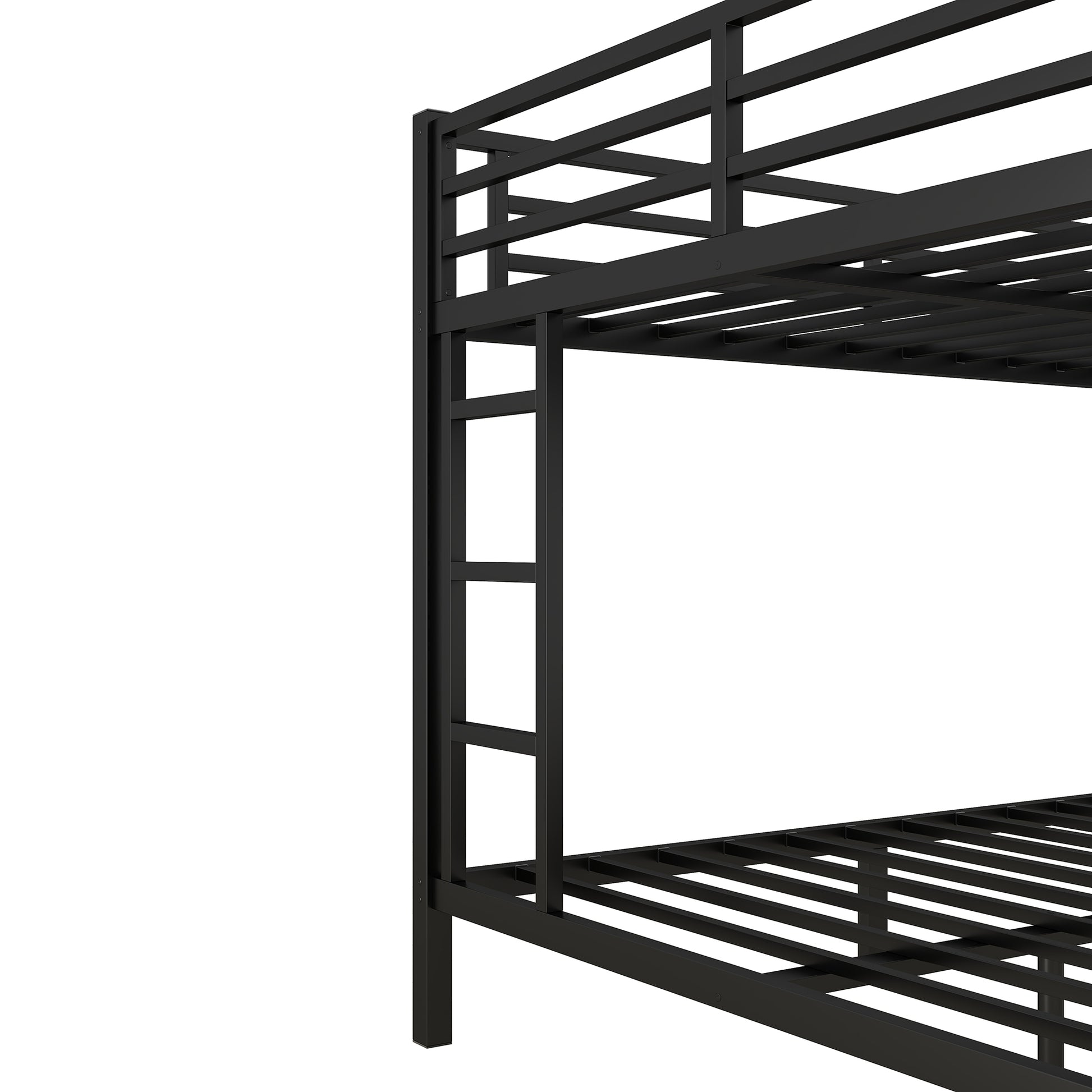 Metal Queen Over Queen Bunk Bed For Teens And Adults,Space Saving Noise Reduced No Box Spring Needed, Black Black Metal