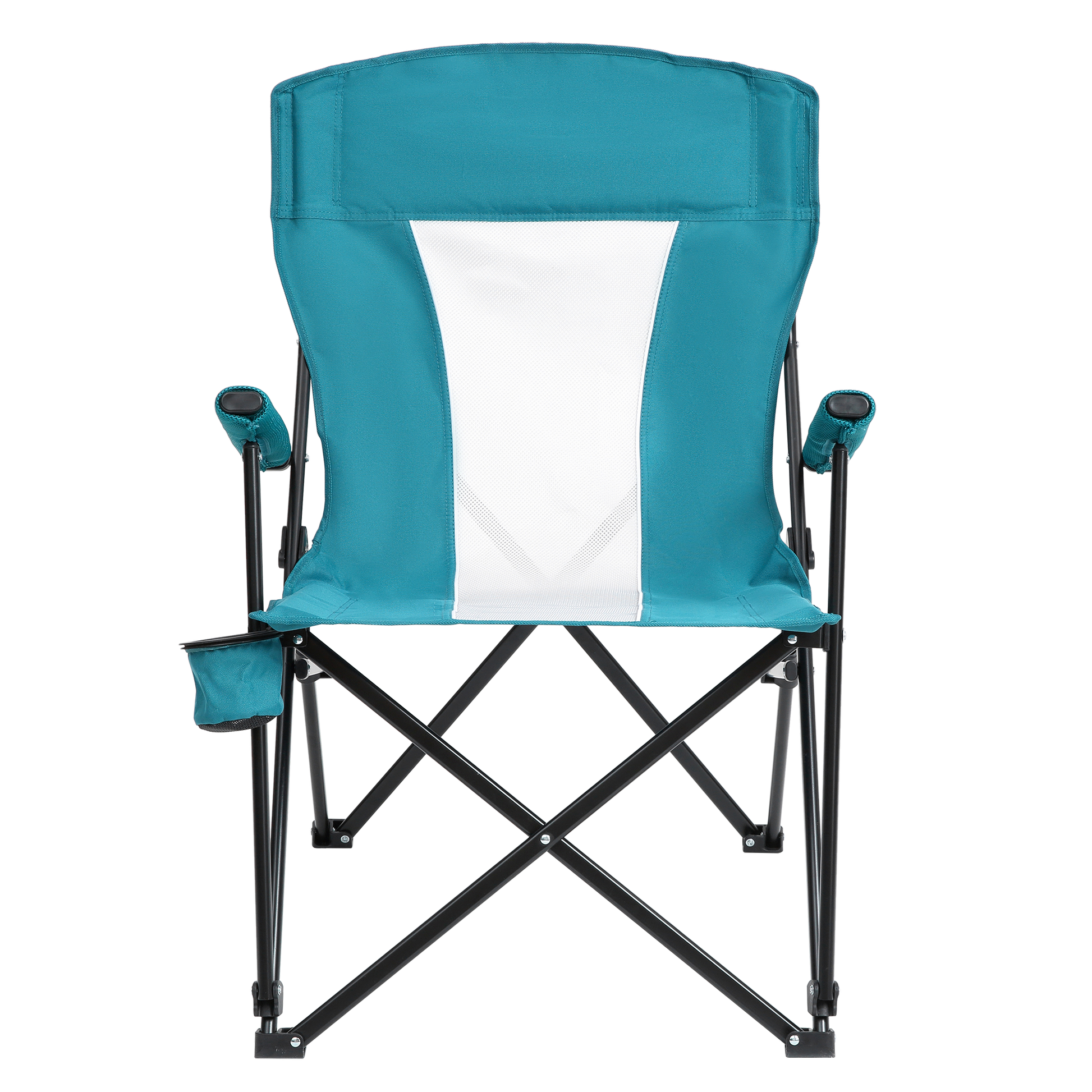 Steel Folding Mesh Quad Camping Chair, With Cup Holder, & Carry Bag Blue Red Seats 2 Steel