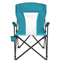 Steel Folding Mesh Quad Camping Chair, With Cup Holder, & Carry Bag Blue Red Seats 2 Steel