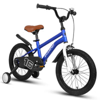 A16114 Kids Bike 16 Inch For Boys & Girls With Training Wheels, Freestyle Kids' Bicycle With Fender. Blue Steel