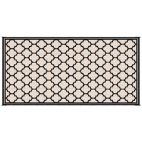 Outsunny Reversible Outdoor Rug, 9' X 18' Waterproof Plastic Straw Floor Mat, Portable Rv Camping Carpet, Large Floor Mat For Backyard, Deck, Picnic, Beach, Black & Beige Black Plastic