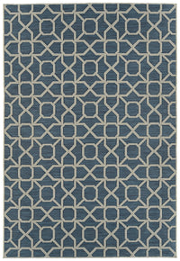 Contemporary, Transitional, Geometric, Textured, High Low Cut & Loop 2' X 6' Runner Blue Polypropylene