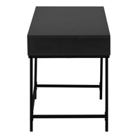 Computer Desk, Home Office, Laptop, Storage Drawers, 48"L, Work, Black Laminate, Black Metal, Contemporary, Modern Black Particle Board