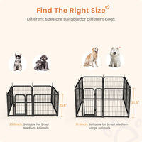 Dog Playpen Outdoor, 8 Panel Dog Fence 31.'' Pet Pen For Small Dogs Pet Exercise Pen For Puppy Rabbit Small Animals Portable Playpen For Rv Camping Garden Yard, Indoor. Black, 26.3'' W X 31.5'' H. Black Iron