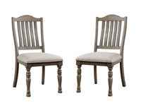 Transitional Style 2Pcs Side Chairs Antique Gray Solid Wood Gray Fabric Dining Room Furniture Chair Turned Legs Antique Gray Dining Room Contemporary,Mid Century Modern,Modern Dining Chairs Set Of 2 Solid Wood