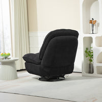 360 Swivel Recliner Adjustable Chair Chenille Glider Swivel Reclining Sofa Chair With Black Metal Round Base Black Black Foam Upholstered