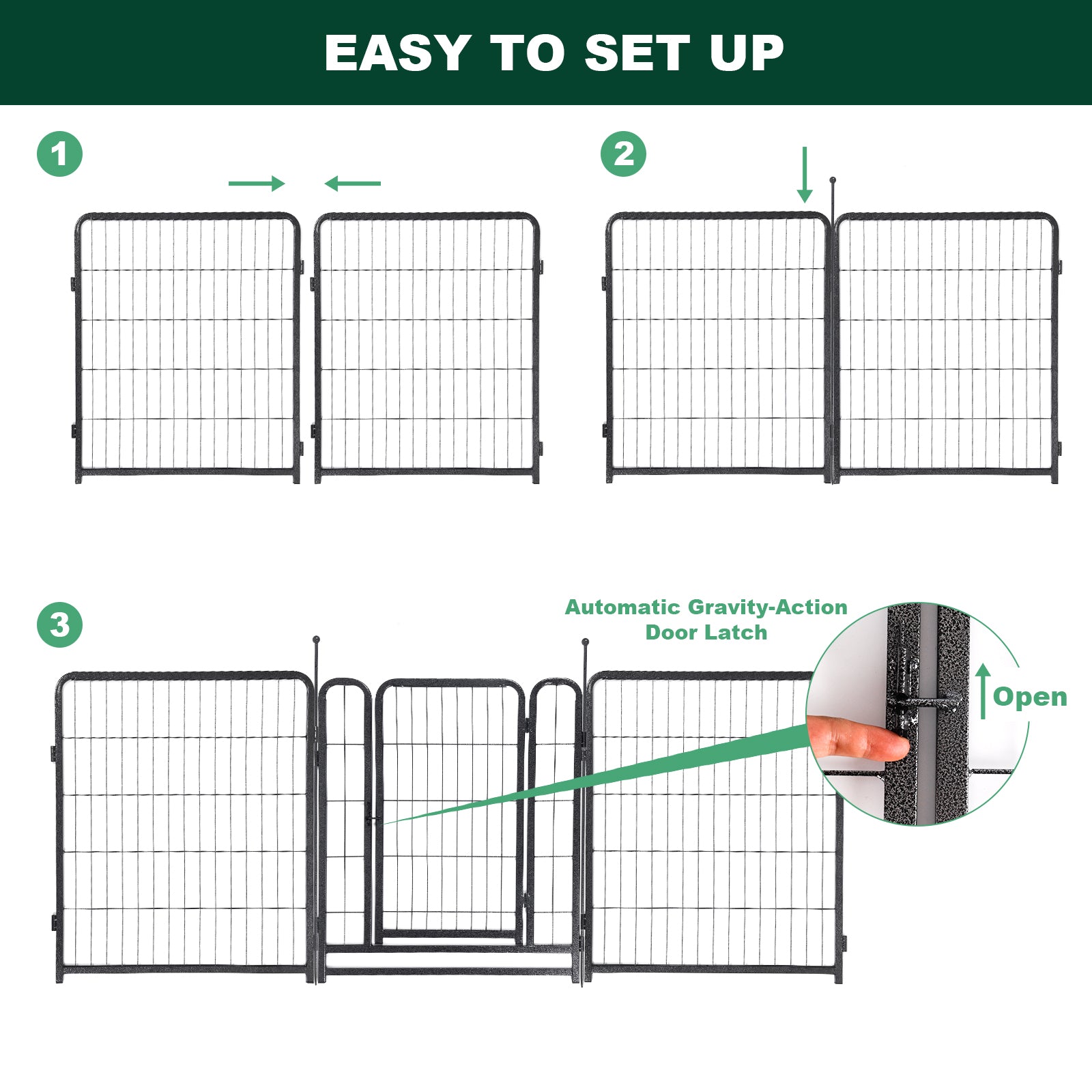 16 Panels Dog Playpen For Outdoor,Yard,Camping,31.6"Height Dog Fence With 2 Doors. Black Pet Pen Metal