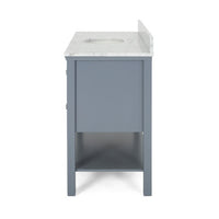 49'' Bathroom Vanity With Marble Top & Ceramic Sink, Open Shelf, 5 Drawers, Gray Same As N759S999002G Grey Plywood