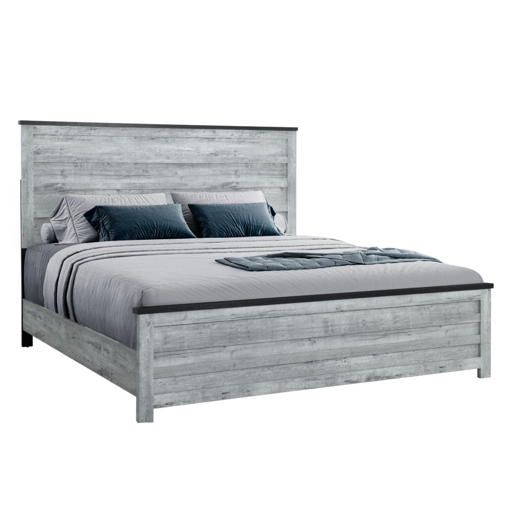 Kicks Grey Wash King Bed Gray Wash Solid Wood Mdf