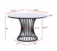 5Pc Dining Set Contemporary Modern Style White Faux Marble Round Table Cage Like Base Light Gray Fabric Upholstery Dining Wooden Furniture Black Finish Upholstered Chair Wood Black,Light Gray,White