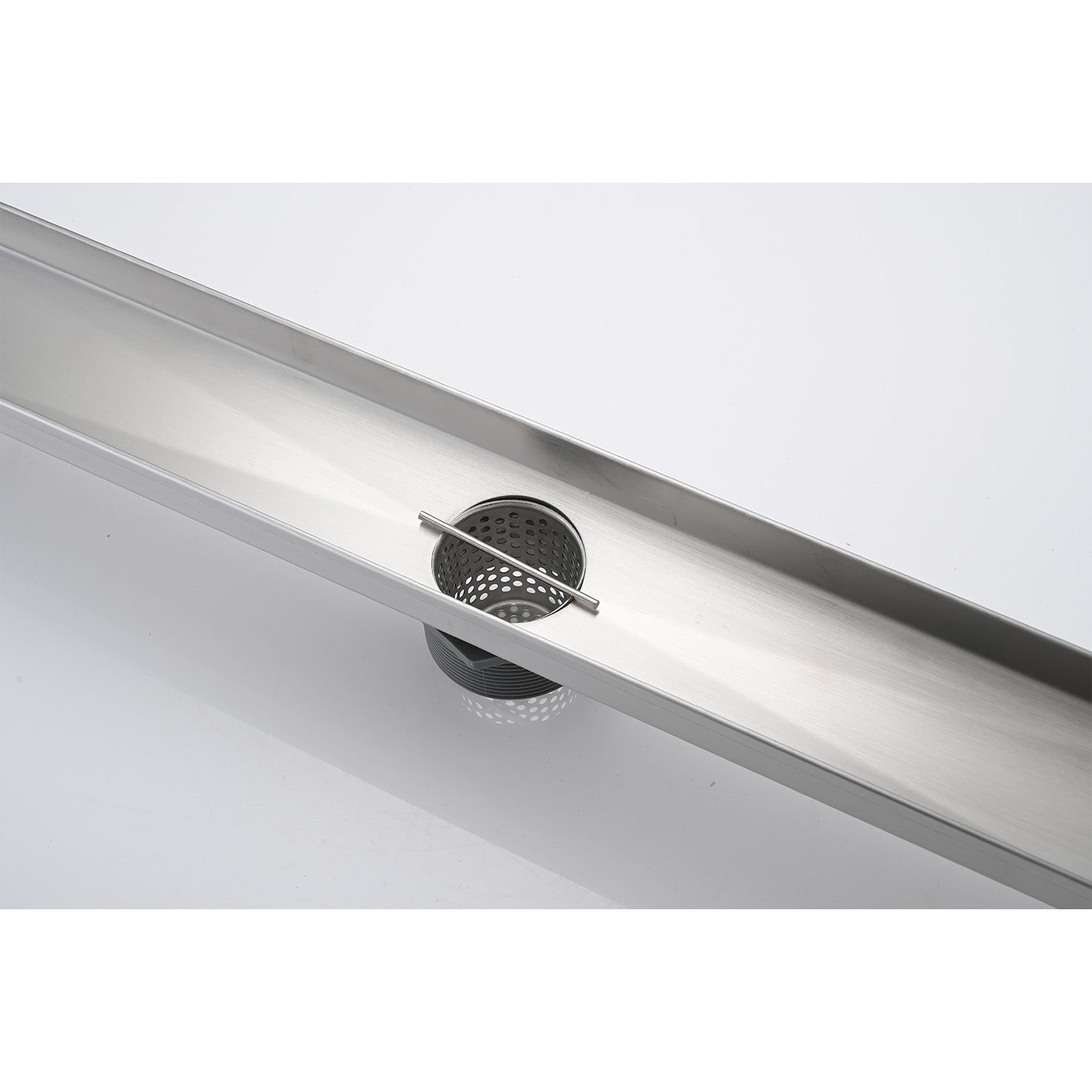 32 Inches Linear Shower Drain With Removable Quadrato Pattern Grate, 304 Stainless Shower Drain Included Hair Strainer And Leveling Feet Brushed Nickel Stainless Steel