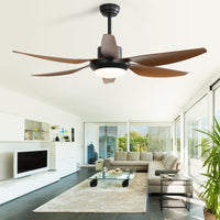 54 Inch Indoor Ceiling Fan With Dimmable Led Light Abs Blades Remote Control Reversible Dc Motor For Living Room Black Abs