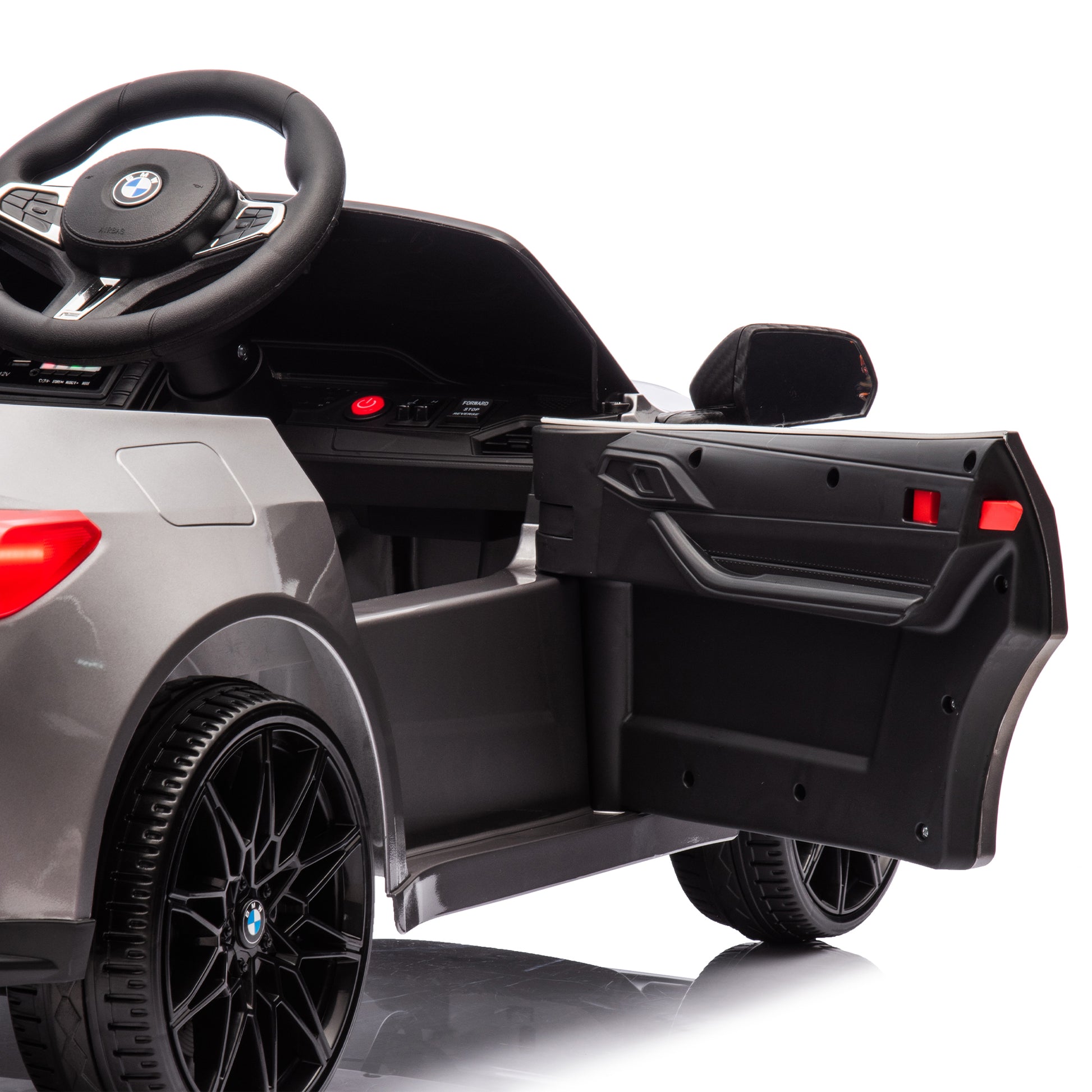Bmw M4 12V Kids Ride On Painting Toy Car 2.4G W Parents Remote Control,Three Speed Adjustable,Power Display, Usb,Mp3 ,Bluetooth,Led Light,Story,A Handle With Wheels And A Pull, Easy To Carry Silver Polypropylene