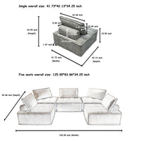 Modern Chenille Modular L Shaped Sofa With Hidden Legs, Adjustable Headrests, And Spring Cushions Ideal For Living Room And Versatile Spaces Light Grey 5Pieces Sofa Light Gray Chenille 5 Seat