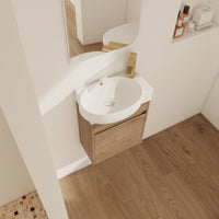 Soft Close Doors Bathroom Vanity With Sink,16 Inch For Small Bathroom Imitative Oak 1 Bathroom Wall Mounted Modern Plywood