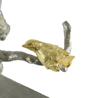 17X5.5X22" Metal Branch Wall Sculptures With Bird Accents, Set Of 2 Silver Multi Aluminium